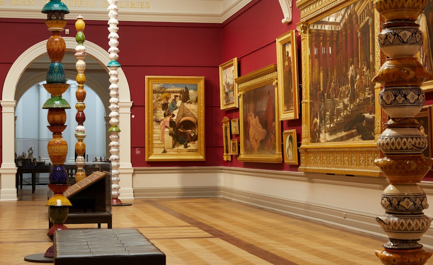 Installation view of Pascale Marthine Tayou’s Colonnes Pascale 2012 © the artist, photo © AGNSW