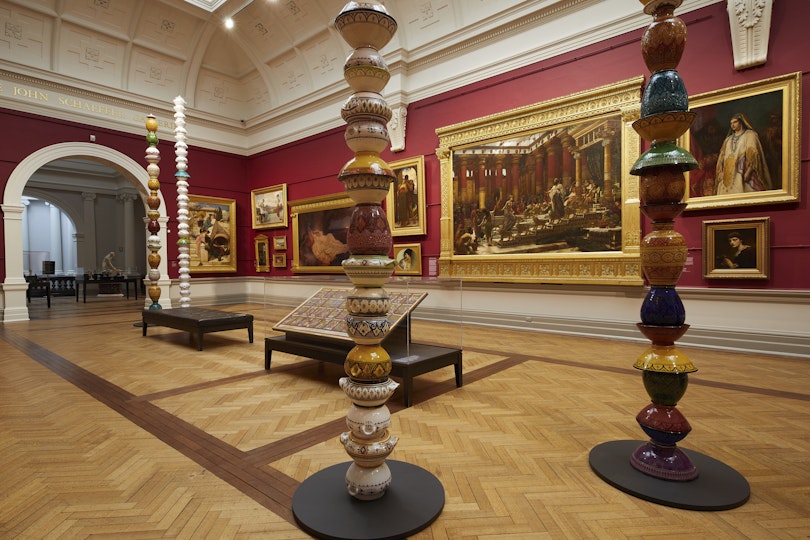 Installation view of Pascale Marthine Tayou’s Colonnes Pascale 2012 © the artist, photo © AGNSW