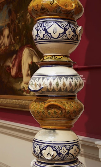 Installation view of Pascale Marthine Tayou’s Colonnes Pascale 2012 © the artist, photo © AGNSW