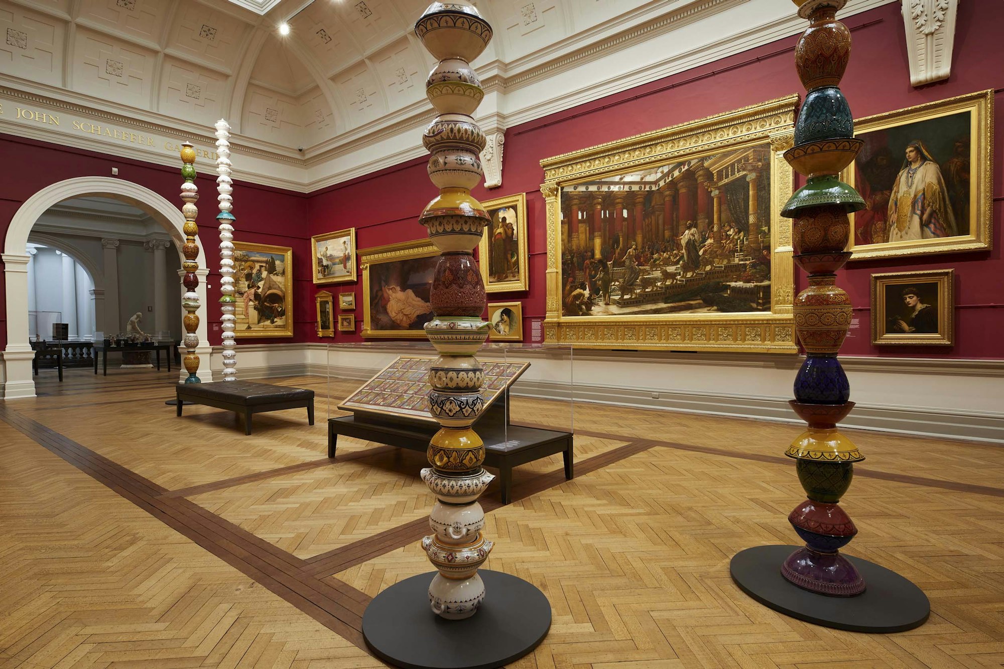Installation view of Pascale Marthine Tayou’s Colonnes Pascale 2012 © the artist