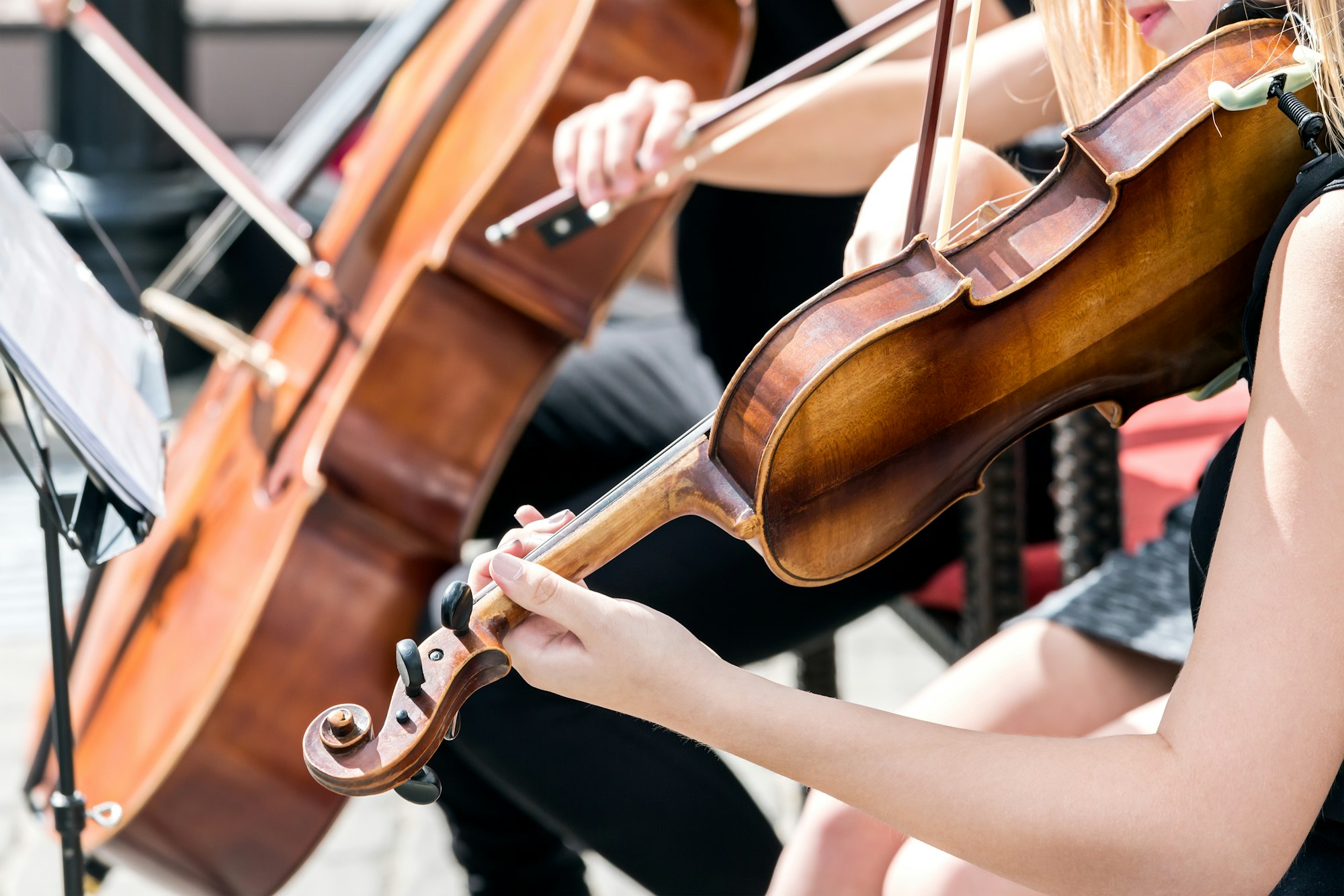 Musicians playing violins