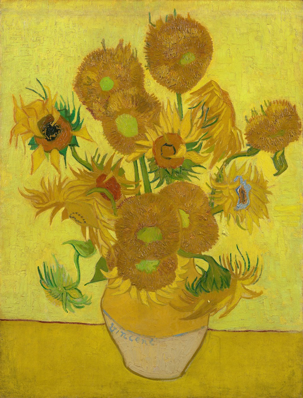 Vincent van Gogh Sunflowers 1889, oil on canvas, Van Gogh Museum, Amsterdam [Public Domain] WikiCommon