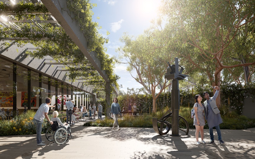Render of the new AGNSW Library garden
