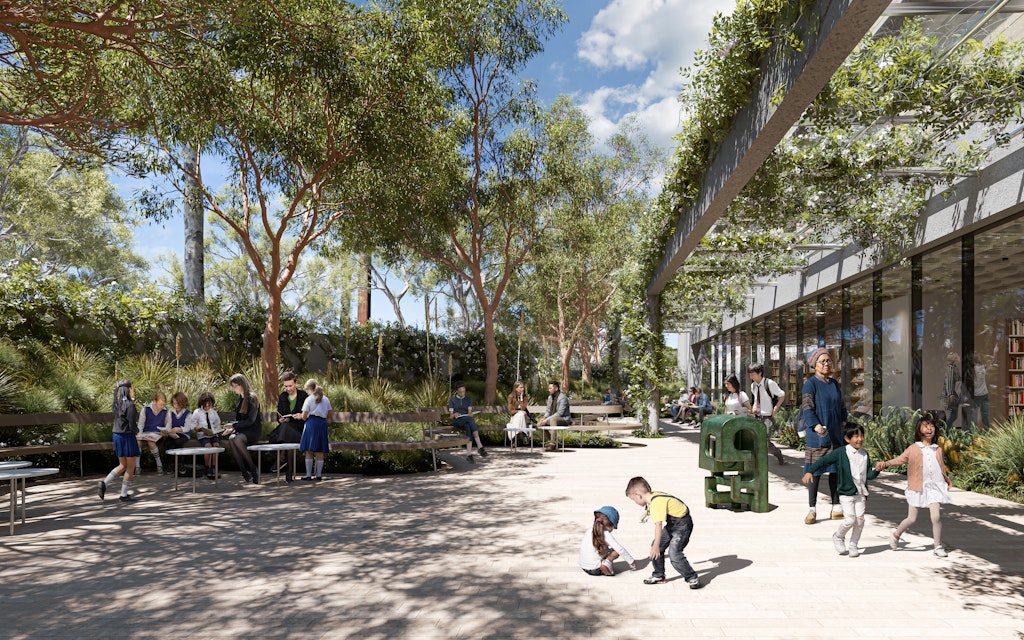 Render of the new AGNSW Library garden