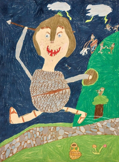 A person carrying a spear and shield