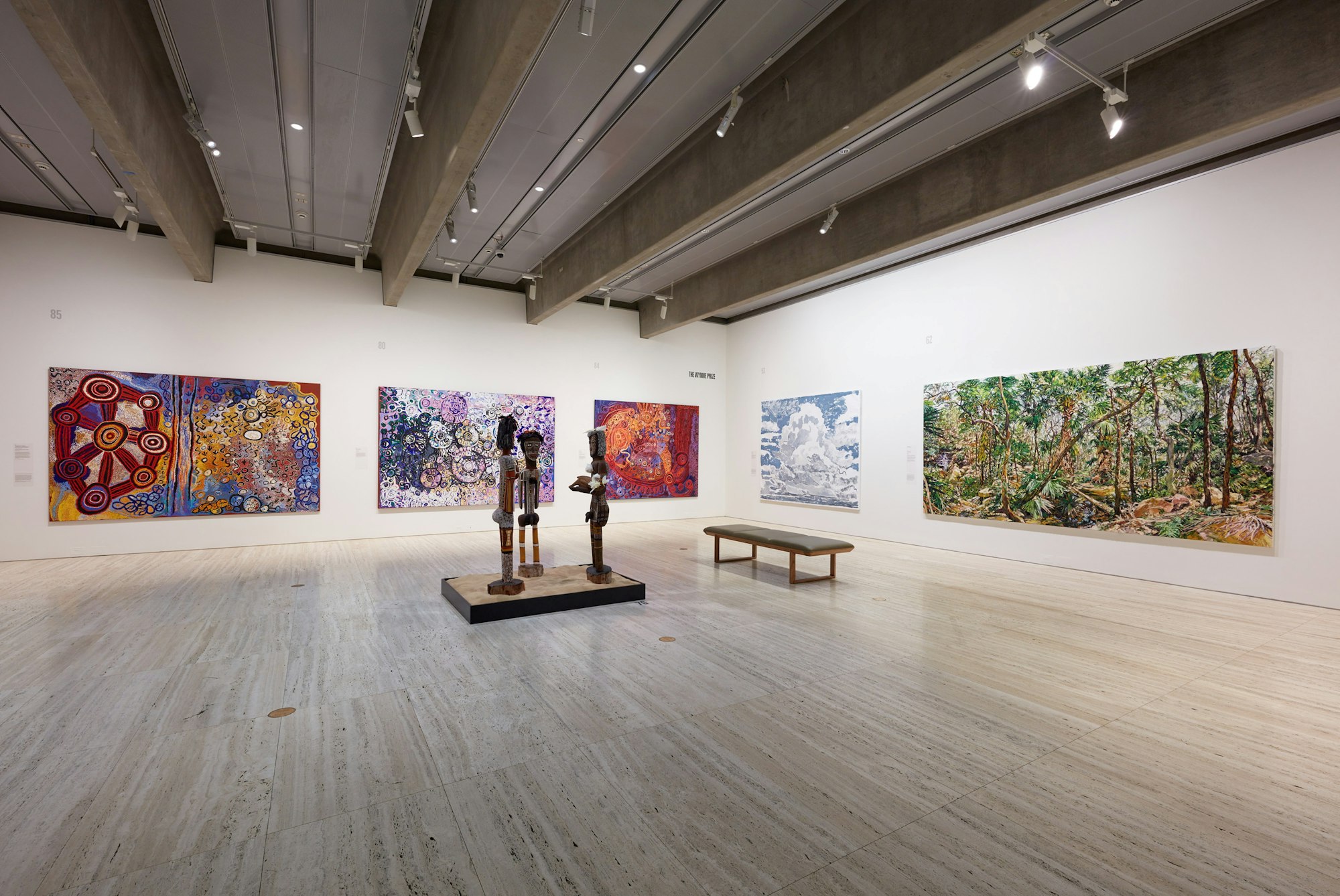 Installation view of the 2022 Wynne Prize at the Art Gallery of NSW, featuring 2022 winner Nicholas Harding’s Eora (right)