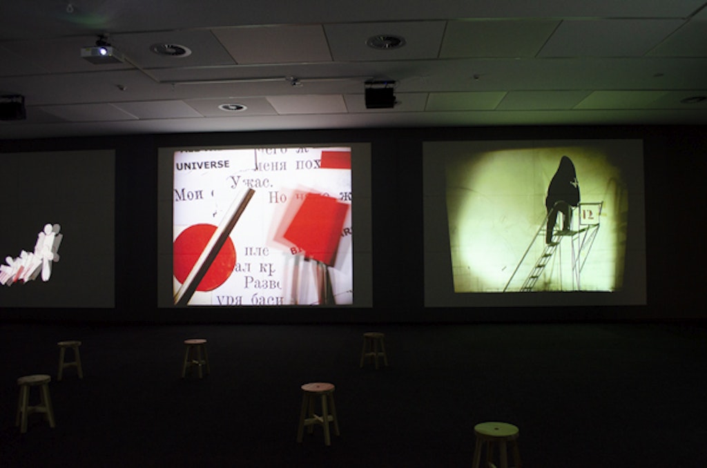 Installation view of William Kentridge I Am Not Me, The Horse Is Not Mine 2008 (stills) at the Orange Regional Gallery, Art Gallery of New South Wales Collection, gift of Anita Belgiorno-Nettis AM and Luca Belgiorno-Nettis AM 2017, donated through the Australian Government’s Cultural Gifts Program © William Kentridge