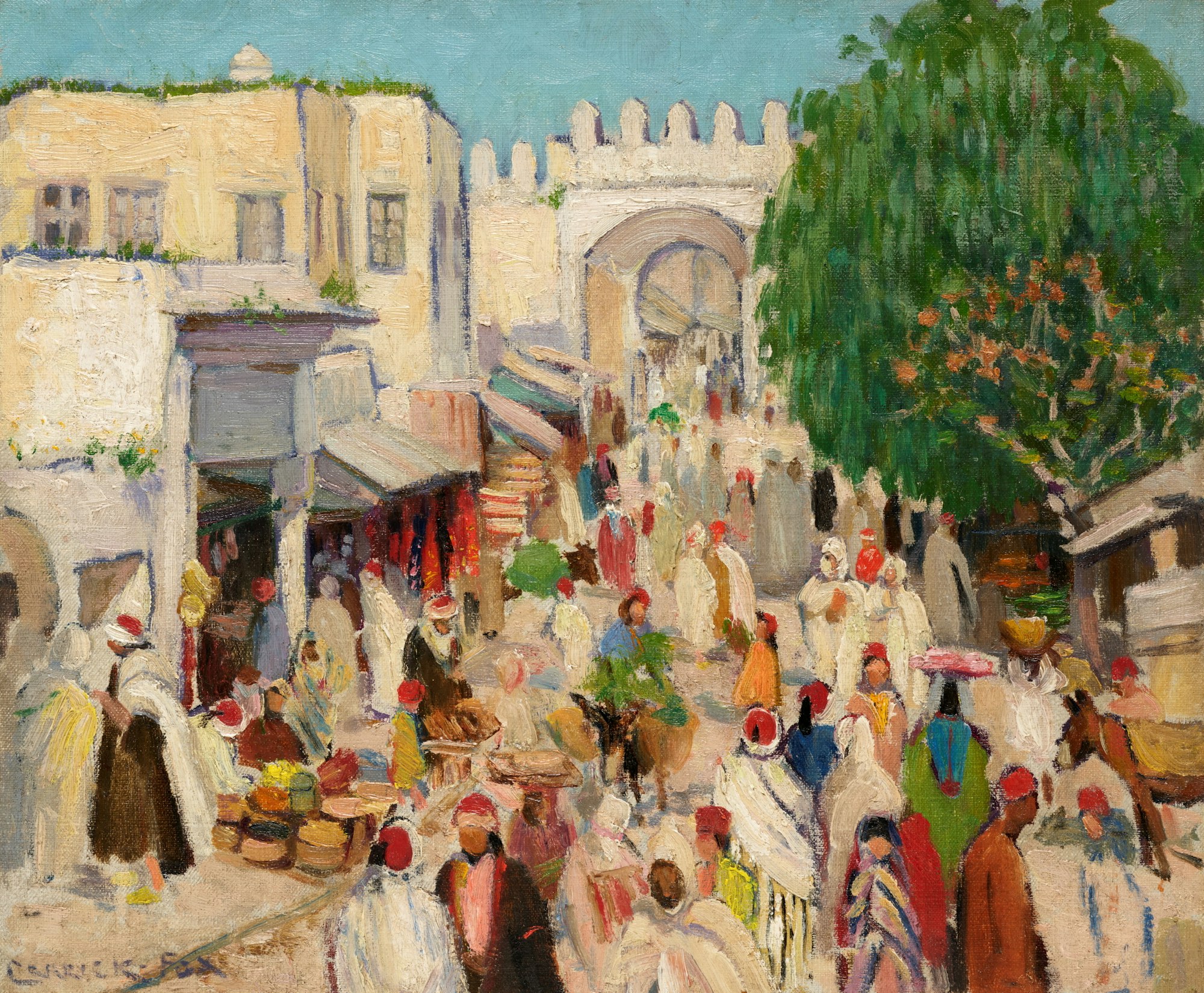 Ethel Carrick A market in Kairouan circa 1919