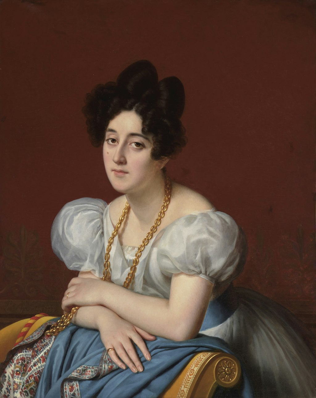 Louise Marie-Jeanne Hersent Portrait of a young woman leaning on a meridienne (Portrait d’une jeune femme accoudée à une méridienne) 1828