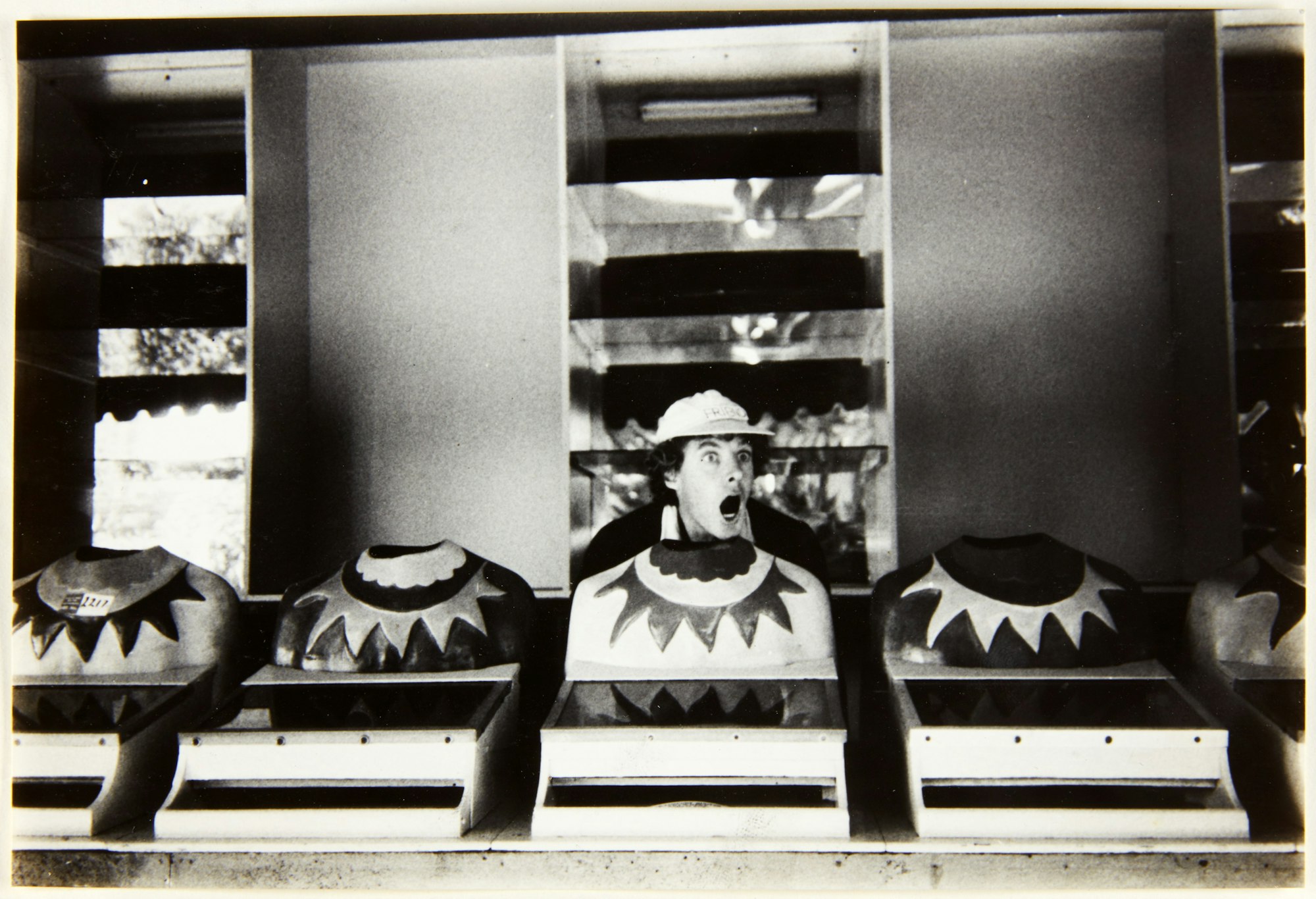 Unknown photographer Peter Kingston as a laughing clown at Luna Park, Sydney c1980, Peter Kingston archive, National Art Archive, Art Gallery of New South Wales