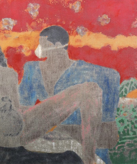 Mark Maurangi Carrol New mouth 2022, oil enamel, permanent marker on linen, 122 x 100 cm