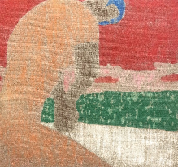 Mark Maurangi Carrol The big other 2022, oil enamel, permanent marker on linen, 67 x 72 cm
