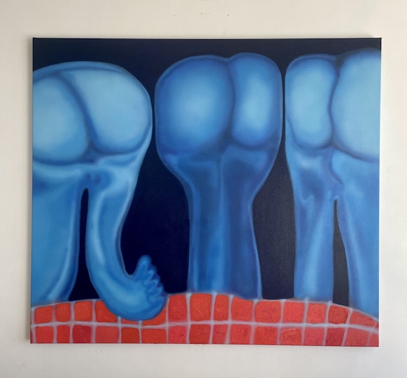 Sarah Drinan Flipper bottoms 2021, acrylic, oil and pumice gel, 112 x 127 cm