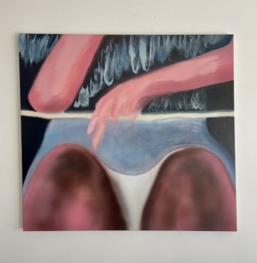 Sarah Drinan Sneak peek, I'll order 2021, acrylic and oil on canvas, 95 x 102 cm