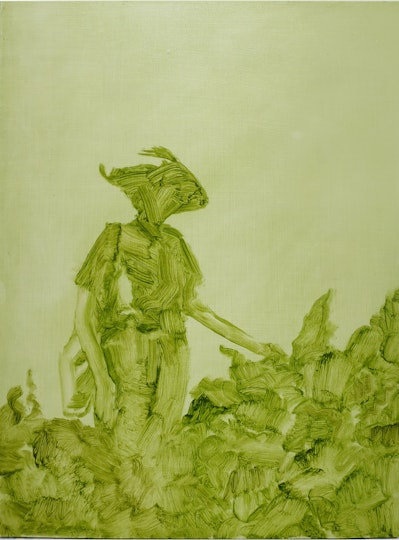 Miranda Hine Mom as a piece of kale 2022, oil on board, 30 x 22 cm