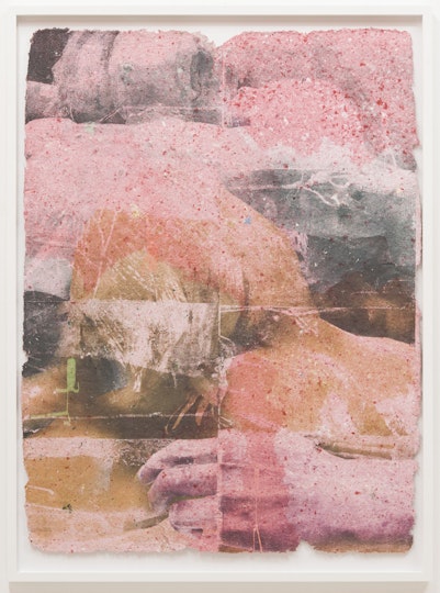 Drew Connor Holland The sound of an arrow released from its bow / blood on linen / (I was made so small) 2020–22, mixed media, 122 x 89 cm framed