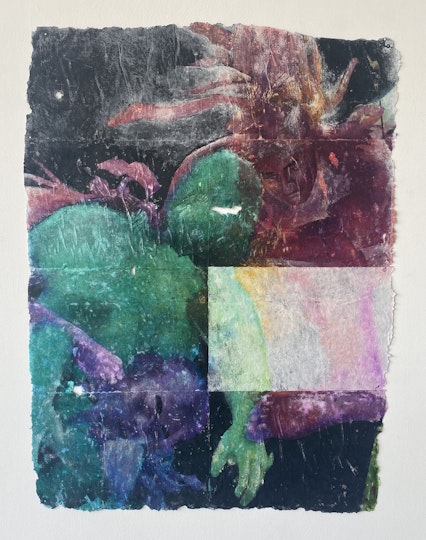 Drew Connor Holland Vanity project / severing a head with a wrench (65 miles north of Las Vegas) 2022, mixed media, 121 x 89 cm
