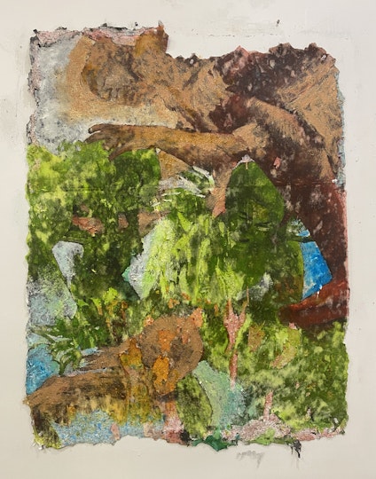 Drew Connor Holland Saw half of agony (trees cannot bear the weight of their own leaves) 2022, mixed media, 121 x 89 cm