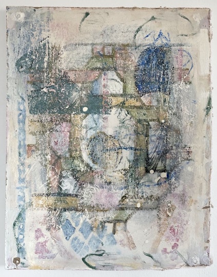 Flin Sharp Fresco study 2 2022, acrylic on MDF mounted on plasterboard, 55 x 40 cm
