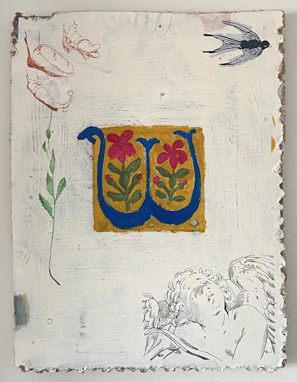 Flin Sharp W 2021, acrylic on MDF mounted on plasterboard, 55 x 40 cm