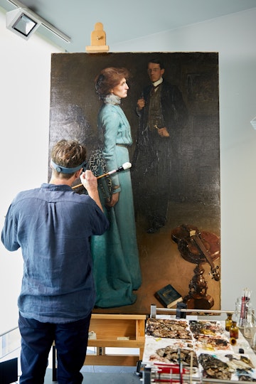 Behind-the-scenes on the conservation of Hugh Ramsay's A lady in blue 1902, as featured in Look June–July 2022