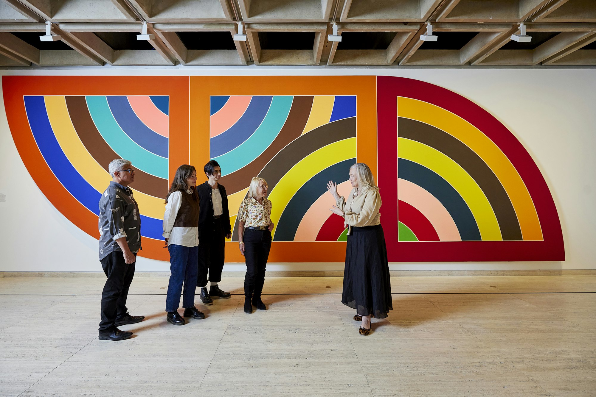 Installation view of the 20th-century galleries at the Art Gallery of New South Wales, featuring Frank Stella Khurasan Gate variation II 1970, Art Gallery of New South Wales, photo: James Horan