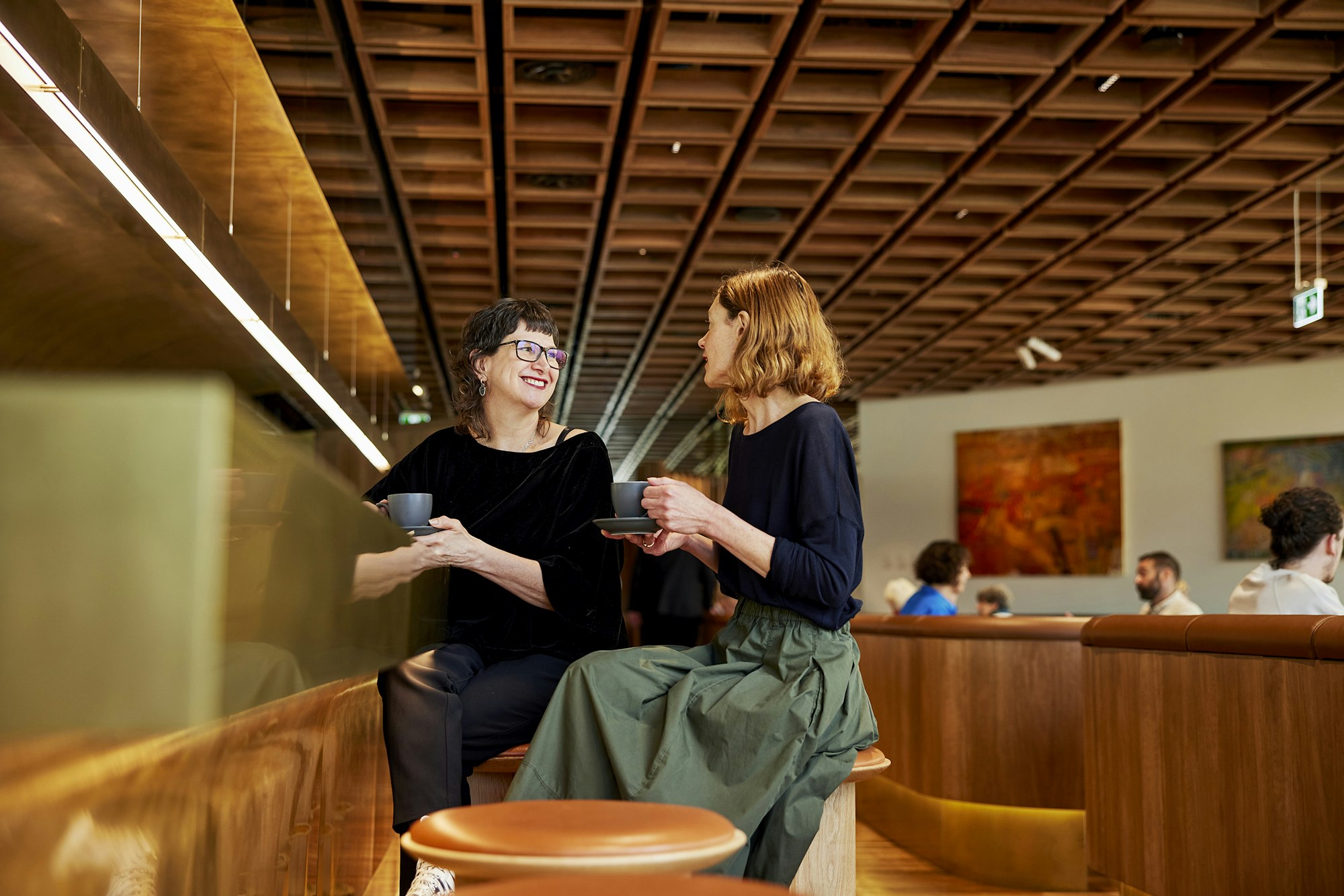 The Members Lounge at the Art Gallery, featuring Elisabeth Cummings Arkaroola landscape 2004, Art Gallery of New South Wales, photo: James Horan