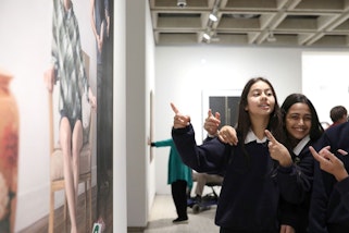 Students visiting the Archibald Prize exhibition at the Art Gallery of NSW