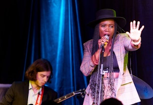 Major Zulu (right) with guitarist Harry Tompsett, in performance at Foundry 616, photo: Shane Rozario