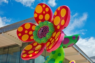 Yayoi Kusama Flowers that Bloom in the Cosmos 2022 (detail), commissioned for the Sydney Modern Project with funds provided by the Art Gallery of New South Wales Foundation and the Gandel Foundation 2022 © Yayoi Kusama