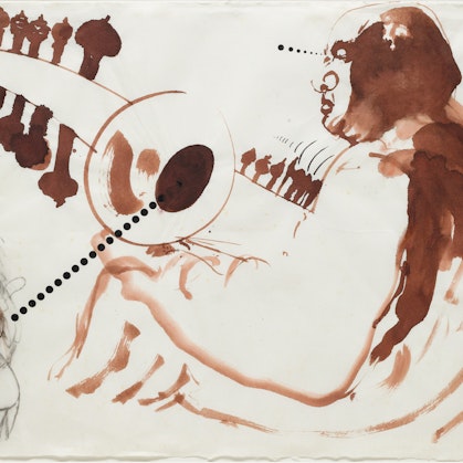 Brett Whiteley, Ali Akbah Khan playing the sarod 1983, Brett Whiteley Studio Collection © Wendy Whiteley/Copyright Agency
