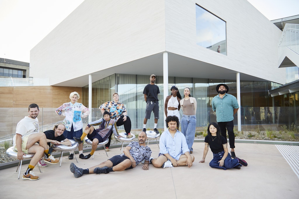rom left to right: Garden Reflexxx (Jennie Atherton and Andj Shannon), Al Joel, Leo Tsao, Sidney McMahon, Brian Fuata, Blu Jay, Sione Tuívailala Monū, Xuela, Kilimi Aketi Foketi, Joy Ng, Dennis Golding, photo © Art Gallery of NSW, Lexi Laphor
