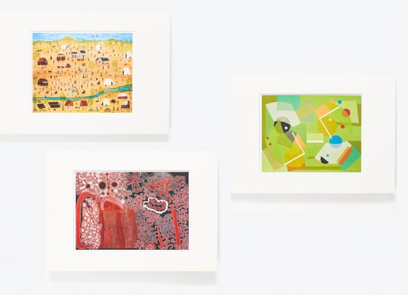 eight colourful art prints with white borders from the Gallery Shop's range