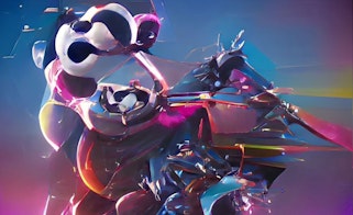 Tomas Marinangeli (age 9), ‘Panda Warriors’ 2022 (detail) AI generated work, WOMBO