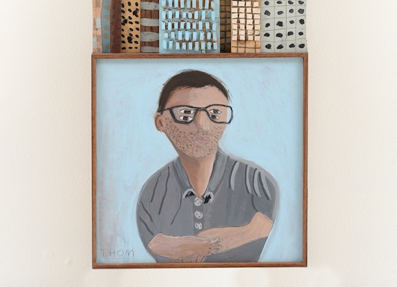 Archibald Prize 2023 finalist Thom Roberts 'In the future there might be new tall buildings built by Bert (Farhad Haidari)'