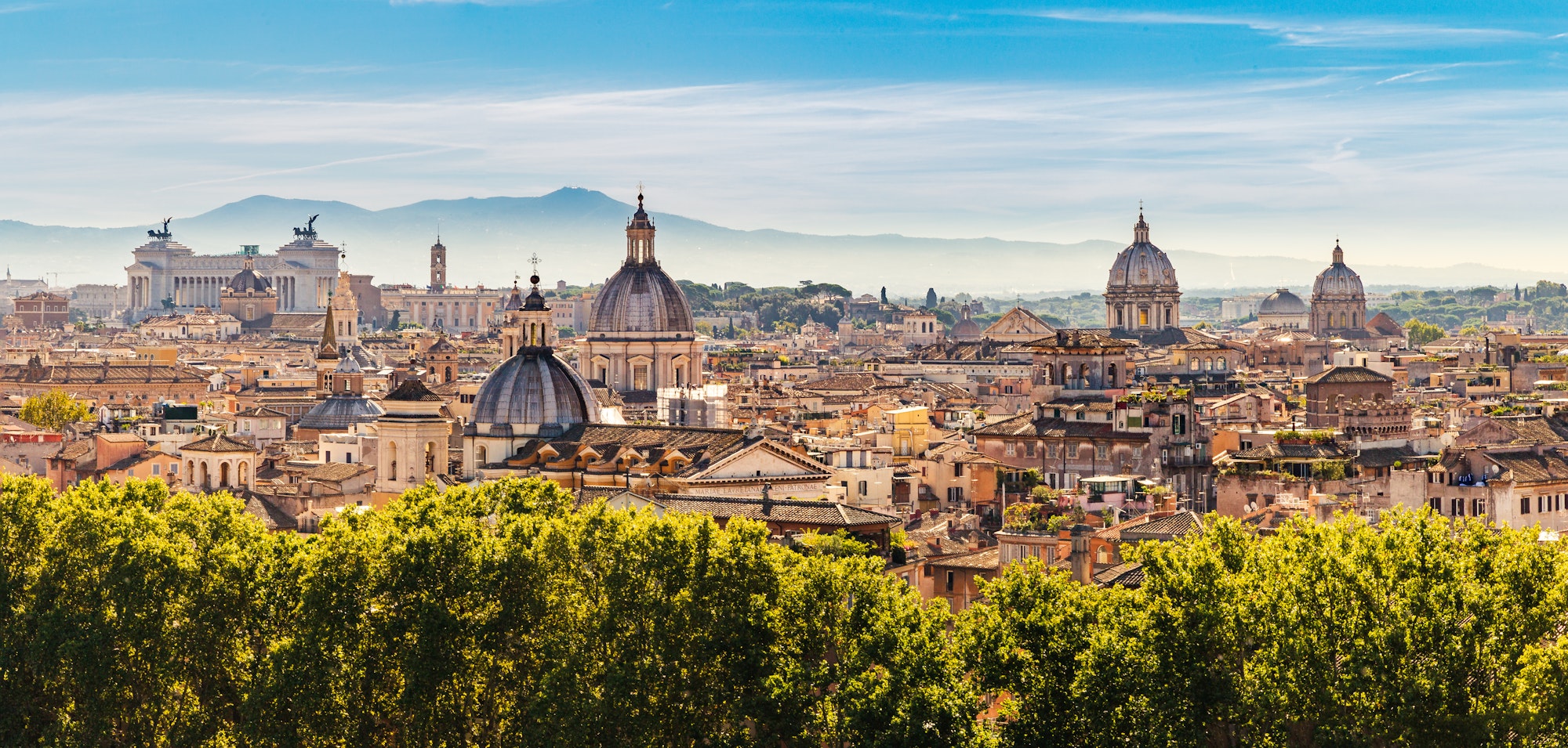 Panorama of Rome, Italy from the Castel Sant'Angelo