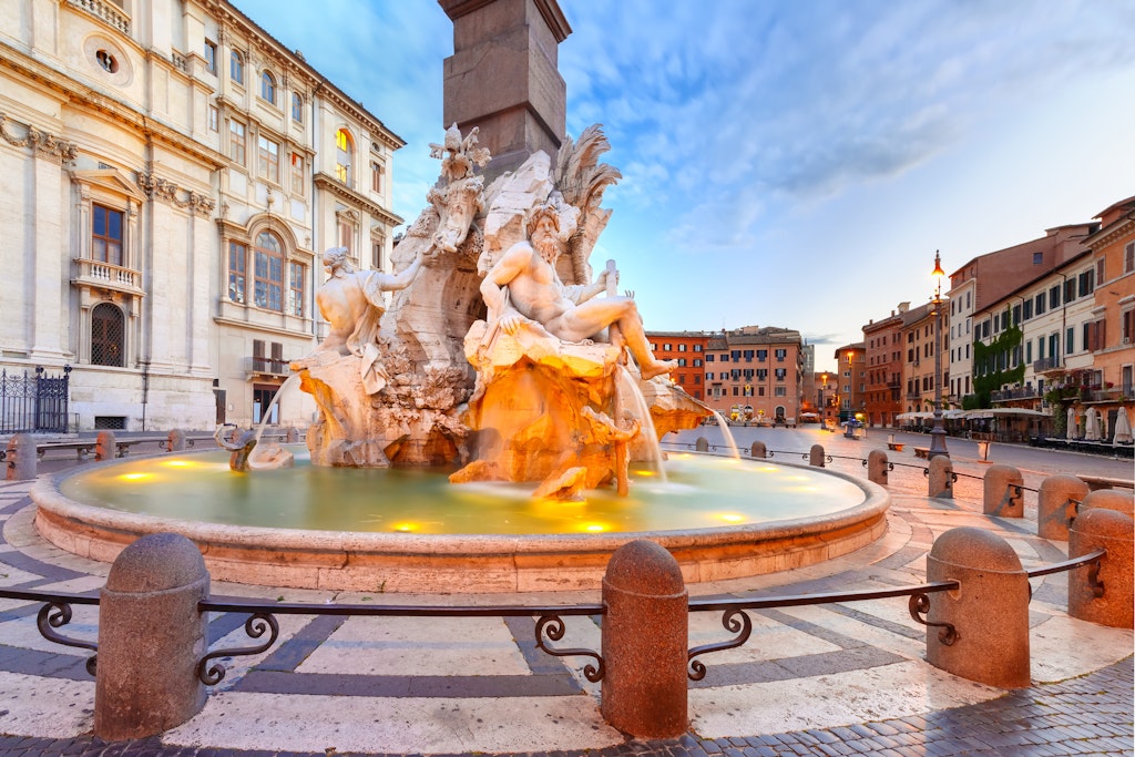 Fountain of Four Rivers by Bernini at Piazza Navona, Rome, Italy