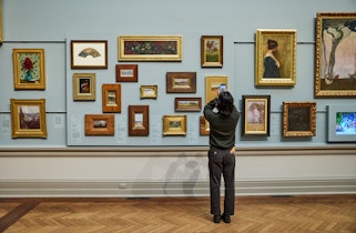 Visitor in the Grand Courts at the Art Gallery of New South Wales