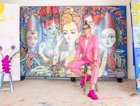 Artist Del Kathryn Barton in her studio, photo: Anna Kucera