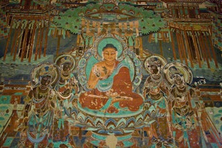 Buddhist cave paintings at the Mogao Caves in Dunhuang, China, photo: Alamy