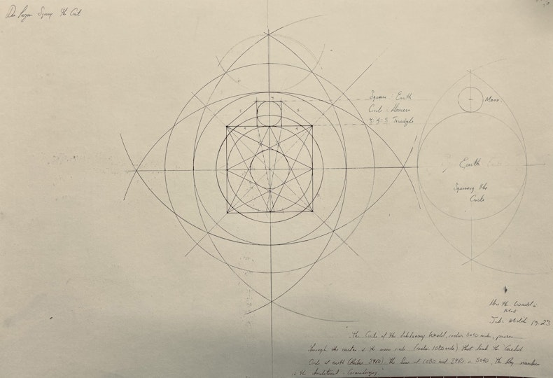 Page from artist’s sketchbook with starcut diagram 2023, image courtesy Desmond Lazaro