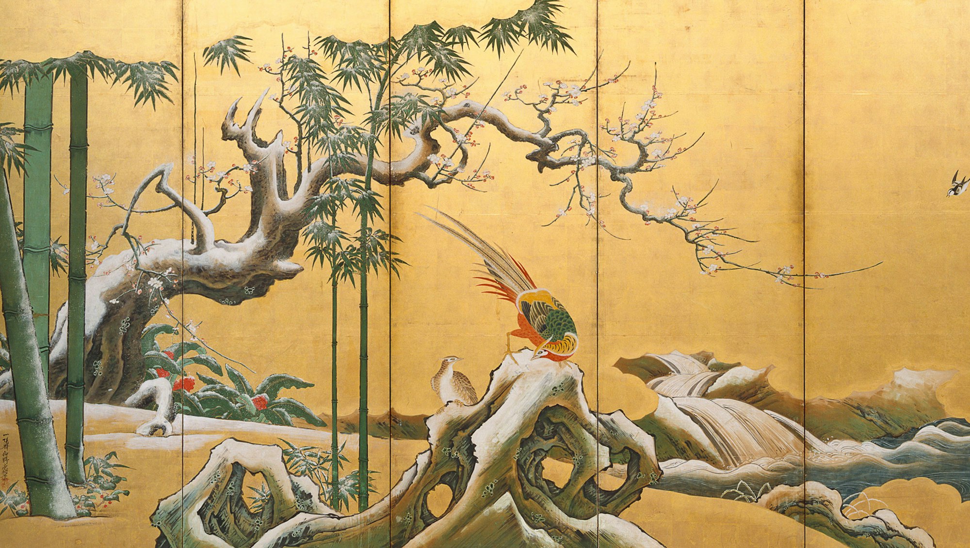 Kanō Einō Pine, bamboo and plum blossom 17th century, Art Gallery of New South Wales