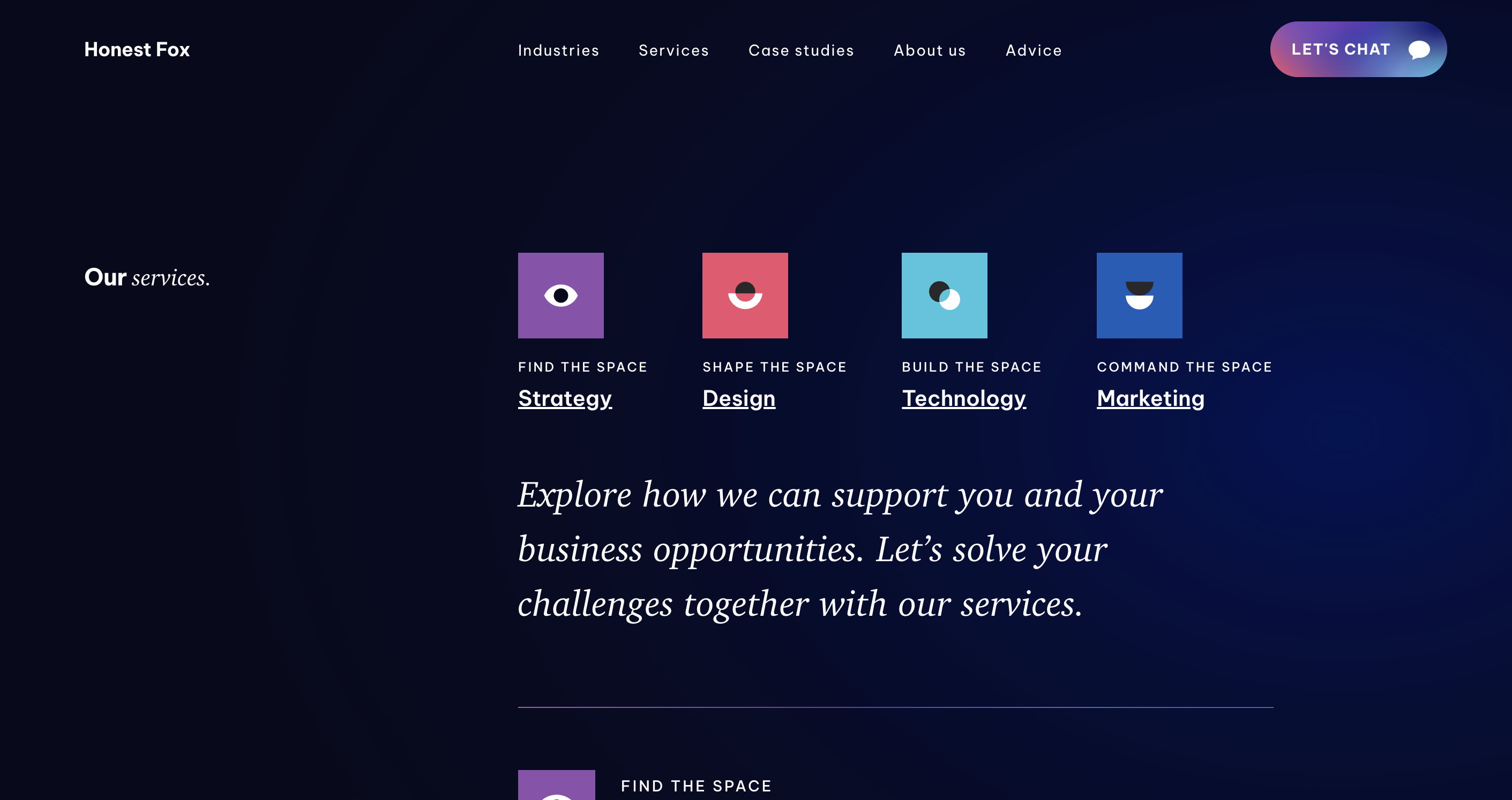 The Honest Fox website services page
