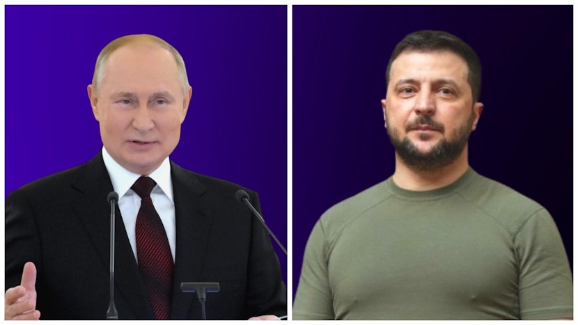 președinții putin și zelenski.
