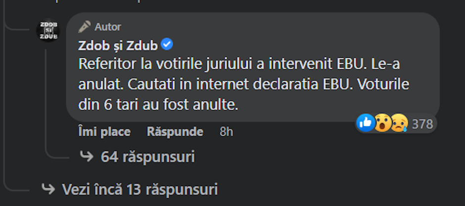 Comentariu Zdob și Zdub, Eurovision 2022