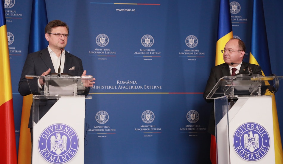 Dmytro Kuleba, ministrul Afacerilor Externe ucrainean și Bogdan Aurescu, MAE.