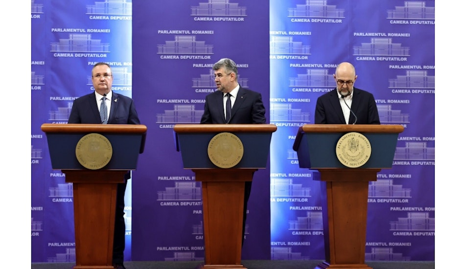Premierul Nicolae-Ionel Ciucă, alături de liderii coaliției de guvernare