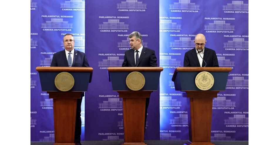 Premierul Nicolae-Ionel Ciucă, alături de liderii coaliției de guvernare