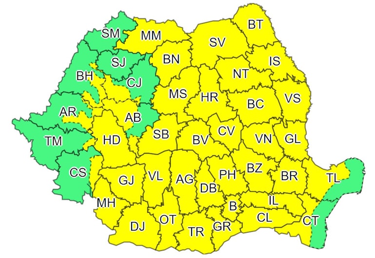 harta meteo cod galben