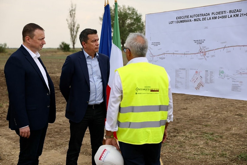 Sorin Grindeanu, ministrul Transporturilor, la începerea lucrărilor pe lotul 1 al Autostrăzii Moldova (A7)